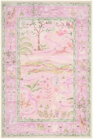 2x3 Washable Area Rug for Entryway Non Slip Safari Nursery Rug Purple Kids Room - Image 4