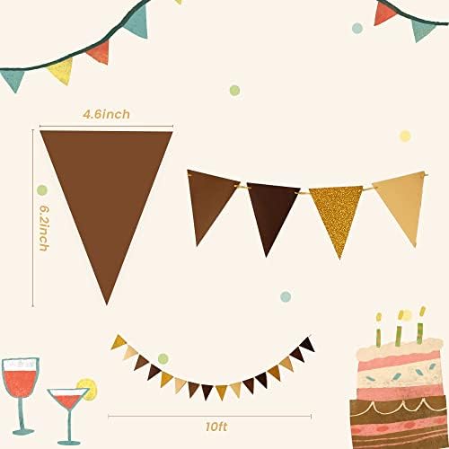 Fonder Mols Paper Pennant Party Decorations Coffee Brown Gold, Triangle Flags - Image 7