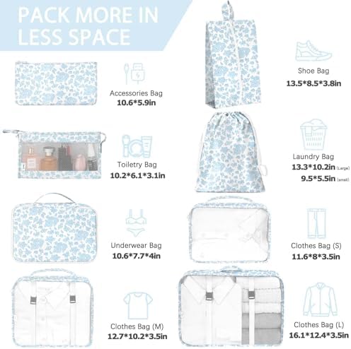 8 Set Packing Cubes for Travel, Luggage Packing Organizers Accessories Large - Image 2