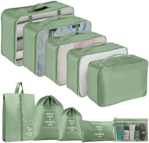 Packing Cubes for Travel 10 Set Luggage Organizer Bags by YEEYAA
