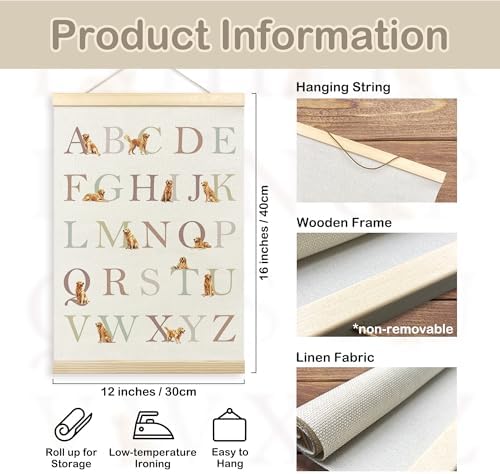 TLESKE Golden Retriever Alphabet ABC Chart Poster Hanger Frame, Homeschool - Image 7