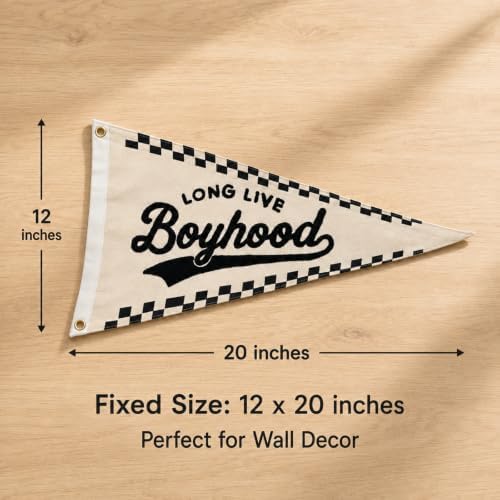 Long Live Boyhood Embroidery Pennant Flag, Checkered Banner Nursery Decor - Image 2