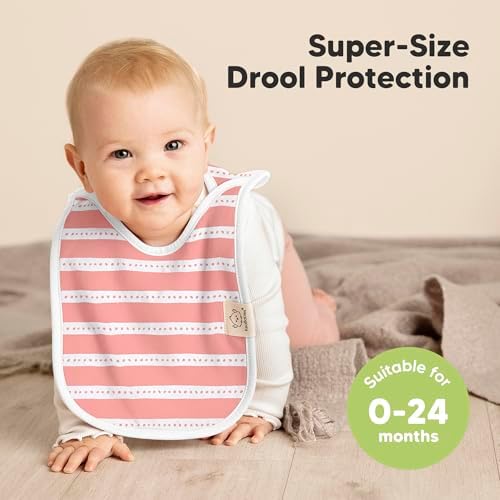 KeaBabies 8-Pack Bibs for Baby Girls, Pullover Baby Bibs - Image 2