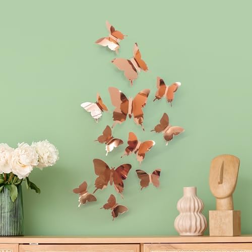Butterfly Wall Decal Room Decor, Rose Gold Butterfly Wall Decor 24 pcs - Image 6