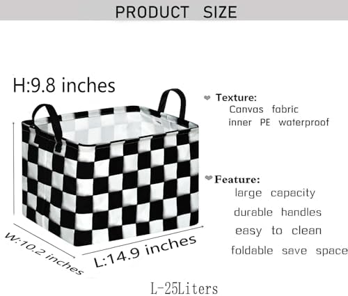 Rectang Checkered Flag Storage Basket Gift Shelf Basket Storage Bin, Nursery - Image 2