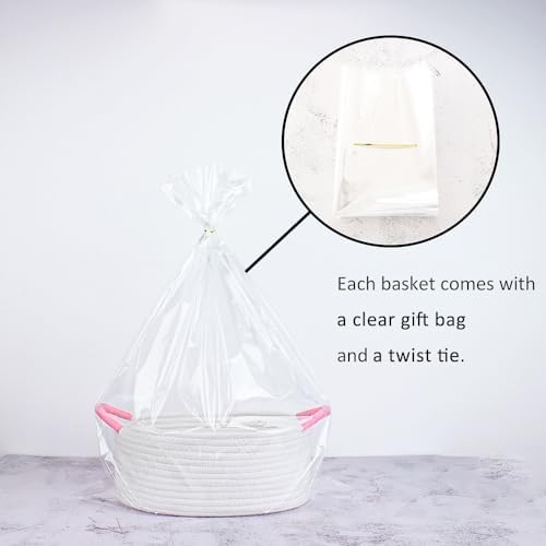 White and Pink Cotton Rope Gift Basket - Image 2