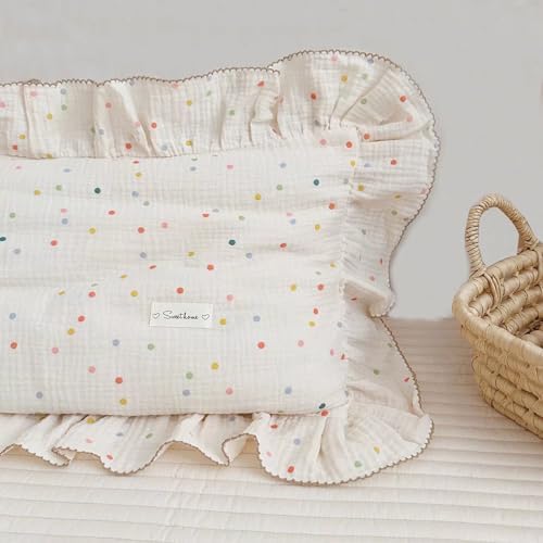 BuLuTu Muslin Toddler Pillowcase, Colorful Dots Print, 1 Pack - Image 5