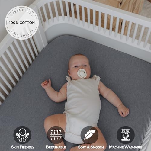 Dreamology Mini Crib Fitted Sheets, 100% Cotton Crib Sheets - Image 2
