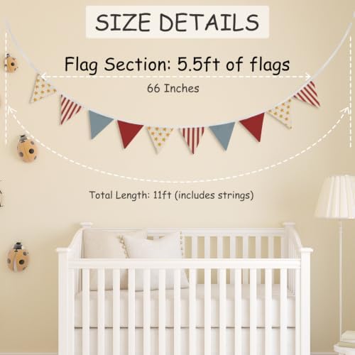 Playroom Decor Fabric Garland, Toddler Boys Girls Cute Wall Hanging Pennant - Image 3