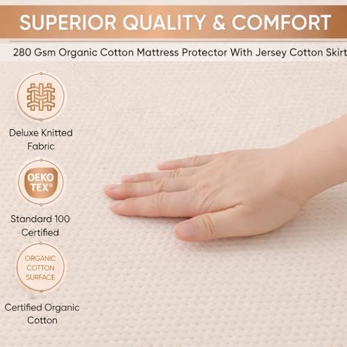 Deluxe Organic Cotton Percale Crib Mattress Protector Waterproof – Premium 280 - Image 4