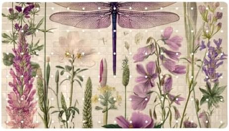 Bathtub Mat Non Slip 26.8x15.1In, Dragonfly Botanical Wildflower Bath Mat by Anna+Cowper