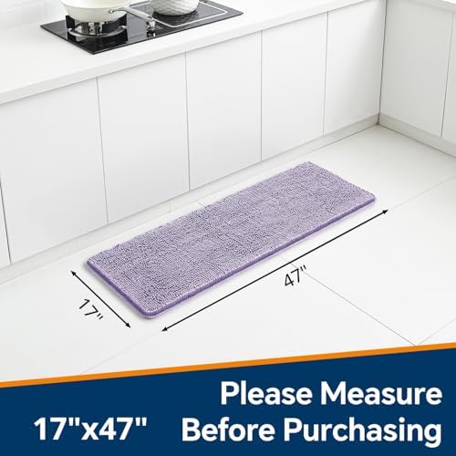 Chenille Bathroom Runner Rug 17"x47" Lavender, Plush Bath Mat - Image 2