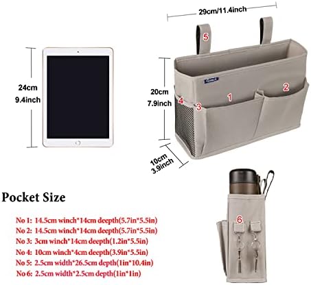 Surblue Bedside Caddy Hanging Bed Organizer Storage Bag Pocket - Image 6