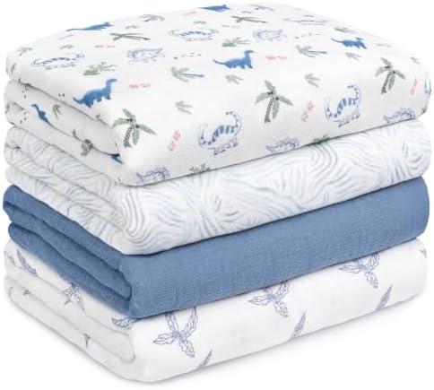 GLLQUEN BABY Muslin Swaddle Blankets 4Pk Receiving Blanket Large 35" x 40" by GLLQUENBABY