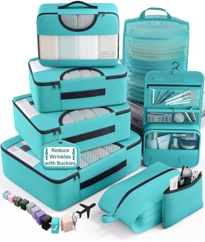 Veken 8 Set Packing Cubes for Travel Essentials, Suitcase Organizer Bags in 4 by Veken