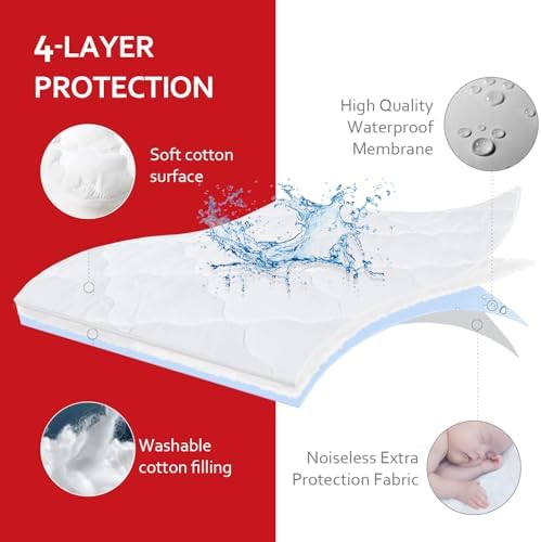 Waterproof Pack and Play Mattress Pad Sheets Fitted 2 Pack - Image 3