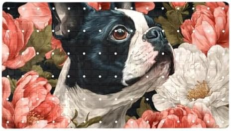Bathtub Mat Non Slip 26.8x15.1 Inch, Pug Flower Shower Mat by Anna+Cowper
