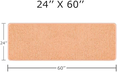 Yeaban Chenille Peach Bathroom Runner Rug 24"x60" - Image 2