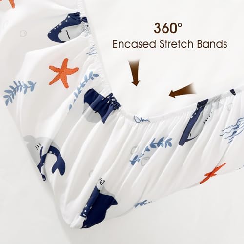 PHF 3 Pack Soft Mini Crib Sheets, Shark Pack N Play Sheets - Image 5