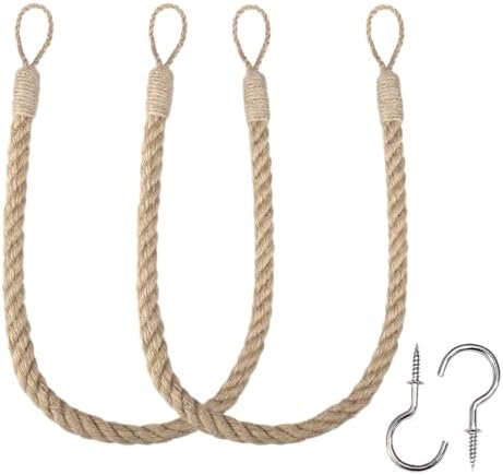 BEL AVENIR Jute Curtain Tiebacks Ropes Tie-Backs, Handmade Curtain Holdbacks by BELAVENIR