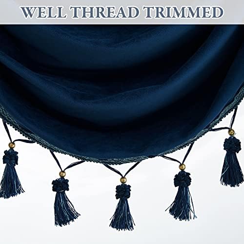 StangH Navy Blue Waterfall Velvet Curtain Valances W79 inches, 1 Panel - Image 4