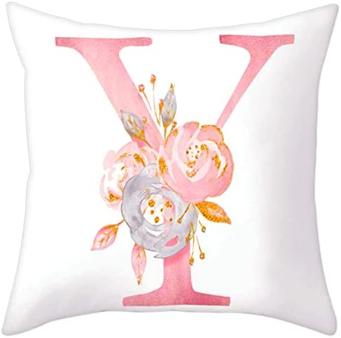 Throw Pillow Covers Alphabet Decorative Pillow Cases ABC Letter Flowers Cushion by Eanpet