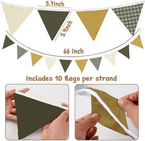 Lacama Nursery Wall Decor Sage Green Pennant Banner Flags - Image 3