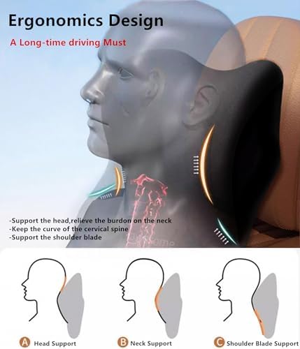 2 Pack Car Neck Pillow Support, Memory Foam Neck Rest Cushion Headrest - Image 3