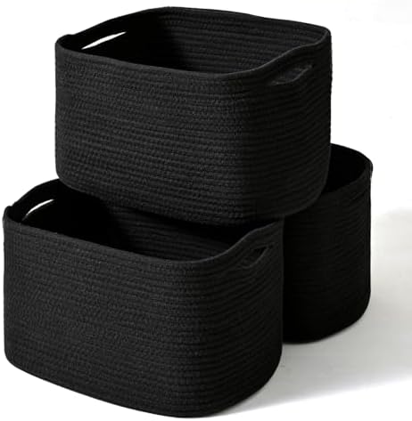 ICERZCZ Black Storage Baskets for Organizing Shelves, Toy Basket for Nursery by ICERZCZ
