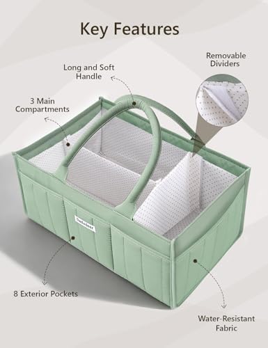 Quilted Diaper Caddy Organizer, Nursery Storage Basket - Image 6