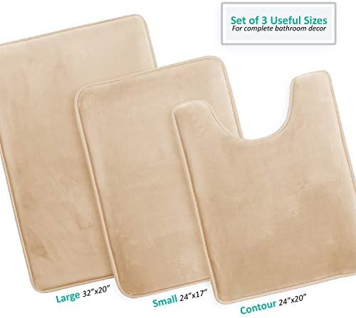 Clara Clark 3 Piece Bathroom Rugs Bath Mat Set, Velvet Memory Foam Bath Mats - Image 3