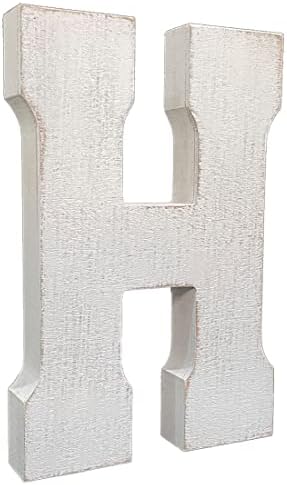 ABELOTS Large Wood Distressed White Wash Alphabet Wall Decor Monogram Letter - Image 2