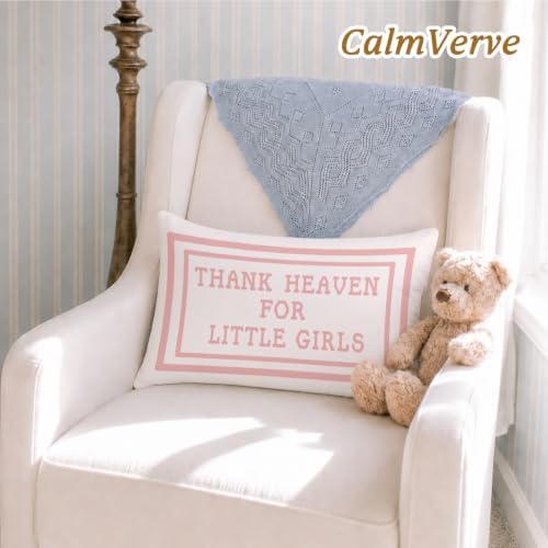 Thank Heaven for Little Girls Pink Baby 12x20 Pillow Cover - Image 2