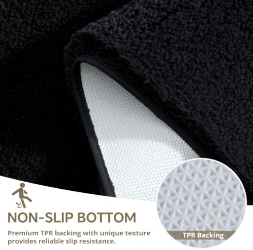 Polyester Bathroom Runner Rug 24"x72" Black, Soft Shaggy Bath Mat - Image 6