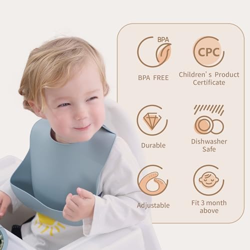 Moonkie Silicone Baby Bibs Set of 2, BPA Free Waterproof Baby Bibs - Image 2