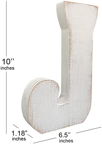 ABELOTS Large Distressed White Wash Alphabet Wall Decor Monogram Letter - Image 3