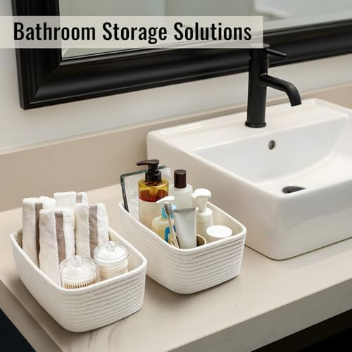 8 Pack Small Storage Baskets for Organizing, Woven Rope Bins for Bathroom - Image 6