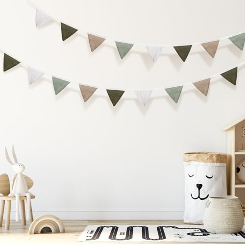 Oudain 2 Pcs Pennant Banner Flags Nursery Garland Triangle, Deep Color - Image 5