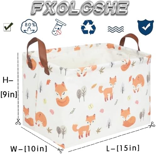 Rectangle Fox Basket, Collapsible canvas waterproof storage basket, Toy - Image 7