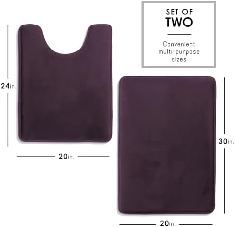 Clara Clark 2 Piece Bathroom Rugs, Velvet Memory Foam Bath Mat Set, Non-Slip - Image 2