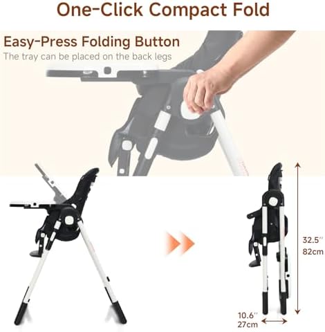 INFANS High Chair for Babies and Toddlers Reclining Seat Black - Image 5