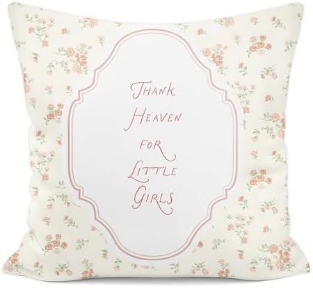 Floral Throw Pillow Cover 18x18 Inches, “Thank Heaven by Unknown