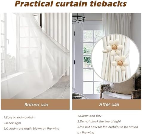 SRG Curtain Tiebacks for Curtains 2 Pack, Decorative Curtain Holdbacks for - Image 3