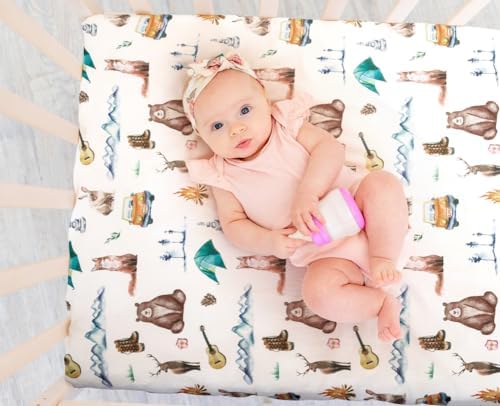 4 Pack Woodland Forest Animals Wood Neutral Unisex Fitted Baby Crib Sheets Set - Image 2