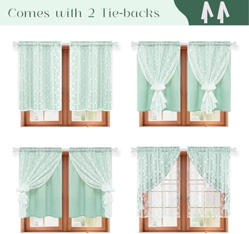 ASPMIZ Linen Kitchen Curtains 36 Inch Double Layer Kitchen Window Curtains - Image 3