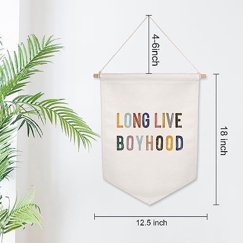 Long Live Boyhood Linen Cotton Blend Wall Art Banner, Natural Fabric Composition - Image 6