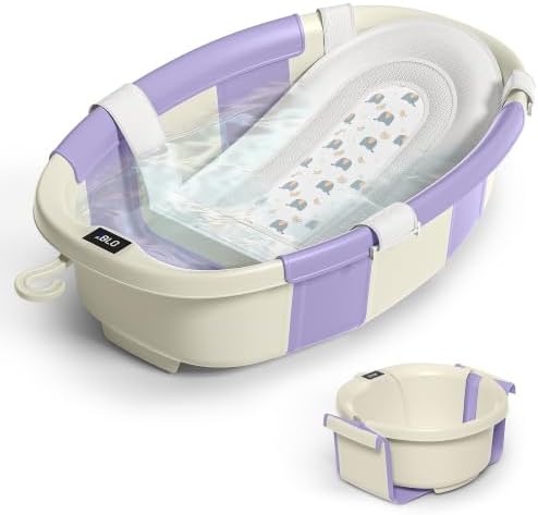 Collapsible Baby Bathtub for Newborn to Toddler 0-36 Months, Spacious Foldable by Himold