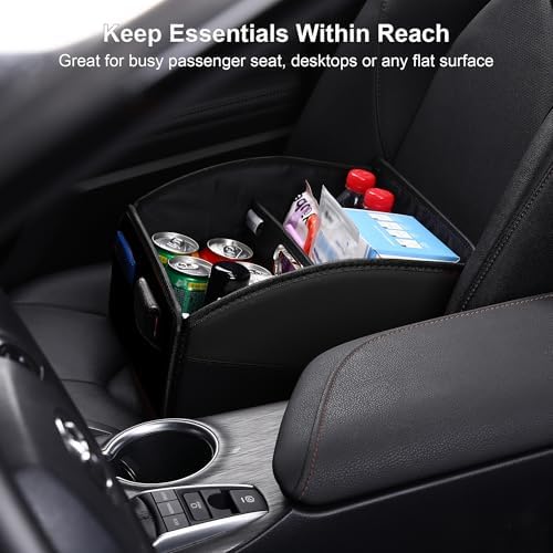 Car Storage Organizer, Leather Front & Back Seat Caddy Black - Image 3