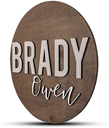 Custom Round Nursery Name Sign, Personalized Wooden Wall Plaque, Baby Shower - Image 2