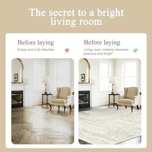 Washable Rugs 5x7 Area Rugs for Living Room, Dining Room-Beige Green - Image 3